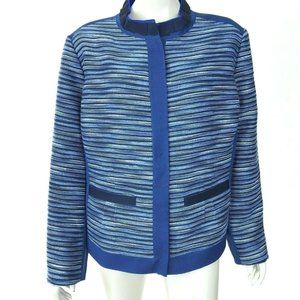 Tahari Ruby Tweed Jacket Boxy Fit Coat Blue